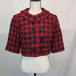 Robbie Bee Red and Black Houndstooth Blazer